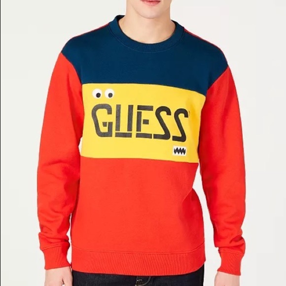 New GUESS J Balvin X Men's Colorblocked Logo Sweatshirt SZ M - Picture 1 of 1
